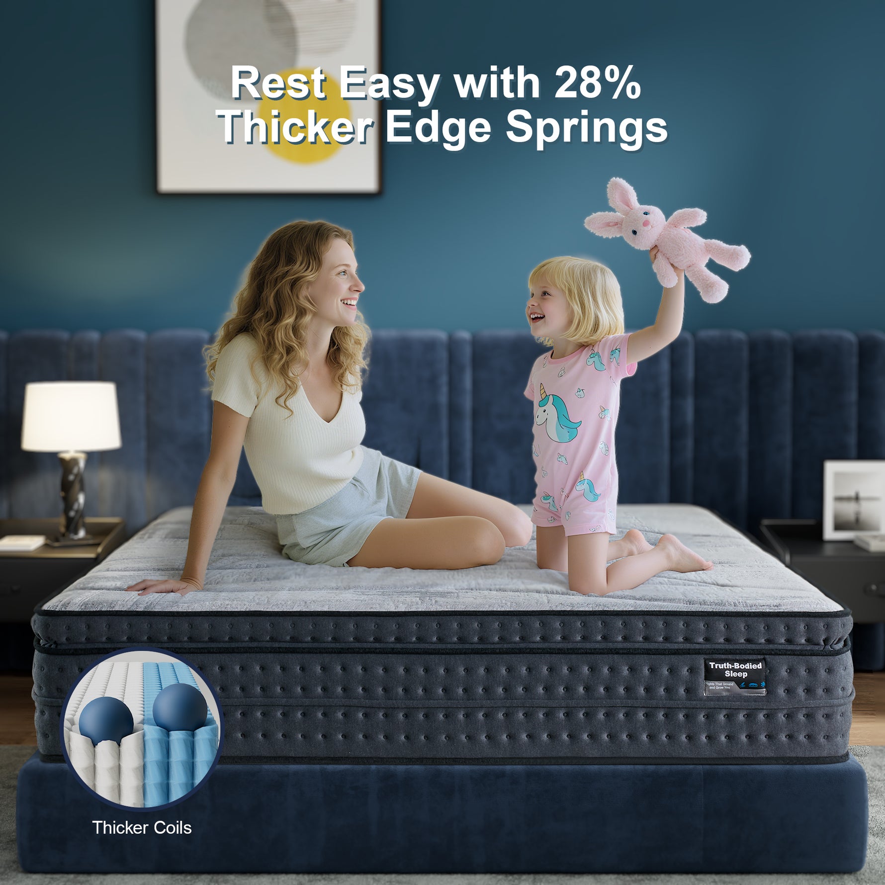 Mattress Rest Easy with 28_ Thicker Edge Springs